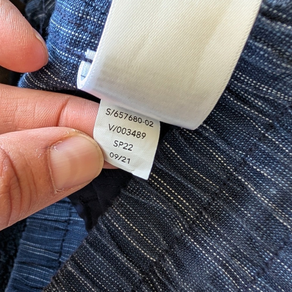 Athleta Cabo Linen Textured Wide Leg Pant Indigo Blue Stripe Size 2 beachy prep - Picture 7 of 7